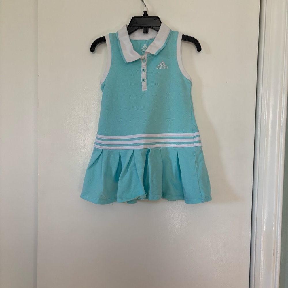 Adidas Light Blue Sleeveless Dress with White Trim size 24 months